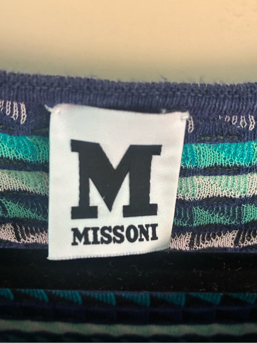 Missoni Sleeveless Patterned Knit Dress in Teal & Navy - Picture 2 of 7